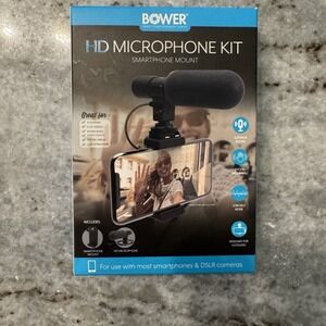 Bower HD Microphone Kit Cold Shoe Smartphone Mount with Two 1/4" Tripod Threads
